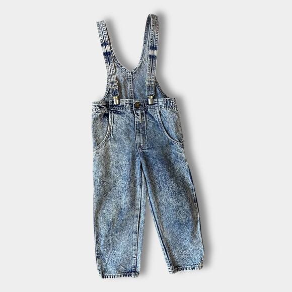 Vintage OshKosh B'gosh Acid Wash Suspender Overalls 4T USA - Picture 1 of 11